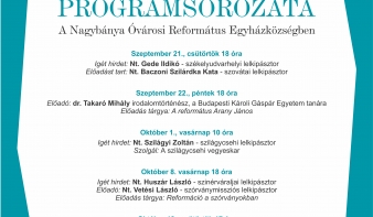 REFORMÁCIÓ 500. programsorozata a Nagybánya Óvárosi Református Egyházközségben