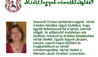 Bemutatkozik Szaniszló Emese, a Németh László Elméleti Líceum előkészítő osztályának tanítónénije